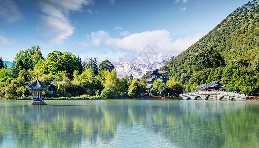 云南高山丽江黑龙潭公园背景