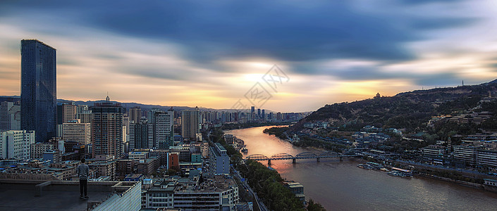 城市全景黄河中山高清图片