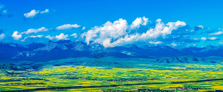 唯美自然风光蓝天白云高山草地壁纸背景