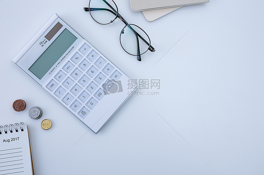 商业办公会计计算器桌面摄影图片免费下载_商