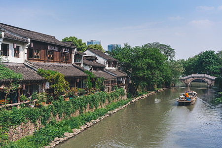 杭州运河杭州小河的船背景