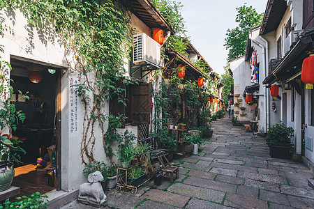 文艺街杭州小河直街上的风景背景