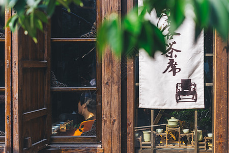 文艺街杭州小河直街的古朴窗口背景