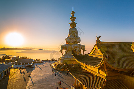 云海城市峨眉山金顶背景