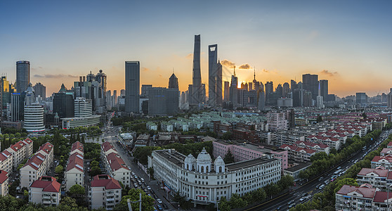 上海浦东陆家嘴日落全景图高清图片