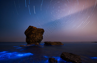 星空星轨银河荧光海图片