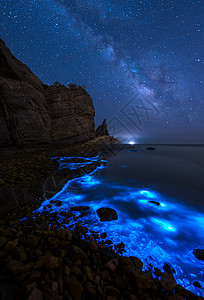 天山海世界星空星轨银河荧光海背景