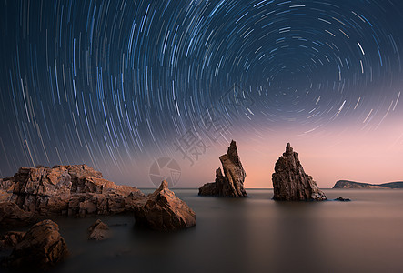 星轨大海夜空高清图片