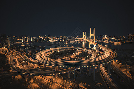 南浦大桥黑金夜景高清图片