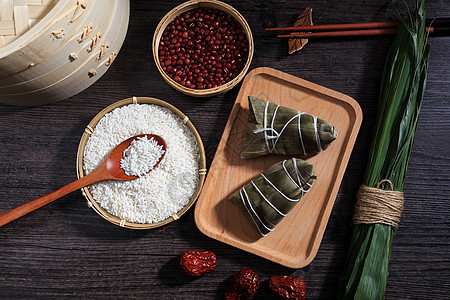 端午节传统习俗端午节美食包粽子食材背景