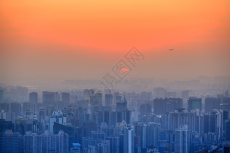 上海剪影落日背景