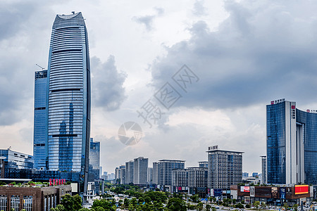 延时夜景东莞CBD背景