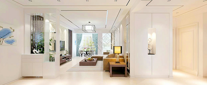 室内暖色现代客厅效果图背景