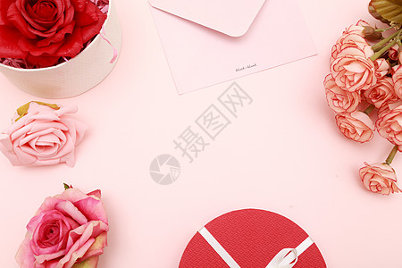爱情生日素材花与礼物盒背景