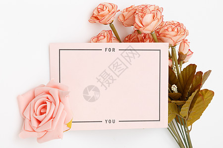 玫瑰花元素花与信封背景