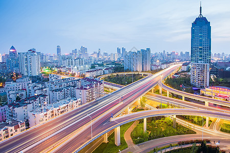 夜景汽车夜晚的城市快速路背景