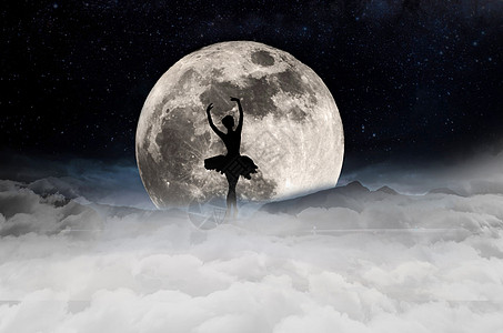 月亮湖在月亮在跳芭蕾的女孩设计图片