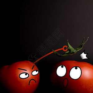 卡通桃子表情番茄创意摄影背景