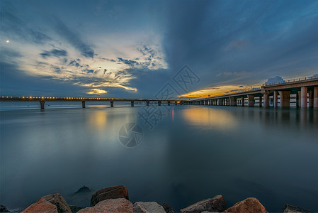 大海落日夕阳大桥背景