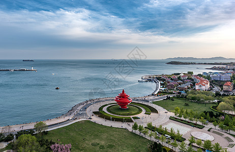 青岛五月风美丽的城市背景