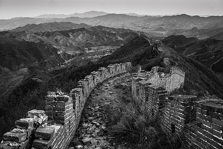 长城黑白大榛峪长城背景