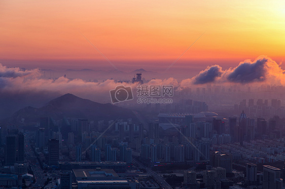 城市夕阳图片