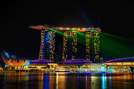 新加坡金沙酒店镭射夜景背景图片