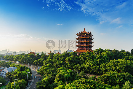 武汉地标建筑武汉黄鹤楼风光背景