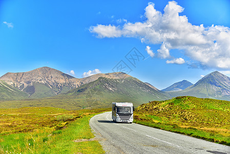 苏格兰高地旅游自驾在高地背景
