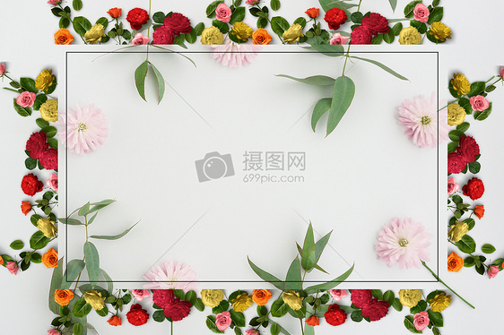 小清新鲜花边框背景图片