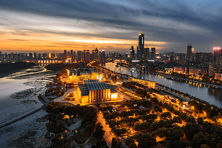 公园夜景武汉城市夜景背景