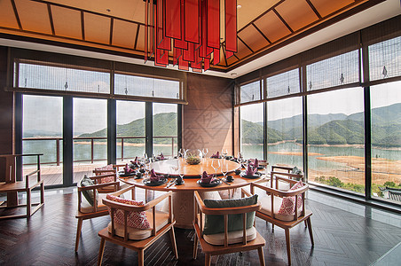 新中式全景观餐厅灵感高清图片素材