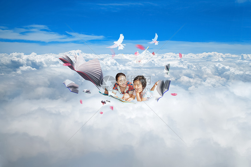 云层的读书者摄影图片免费下载_教育图库大全