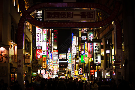 人城市东京歌舞伎町夜景背景