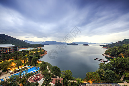 风景窗外千岛湖洲际酒店窗外风景背景