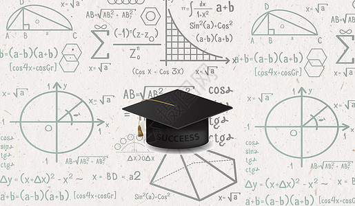 抛学士帽创意数学图示设计图片