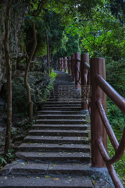 景区内绿植登高山路图片