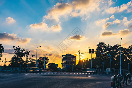 黄昏别墅城市黄昏日落背景