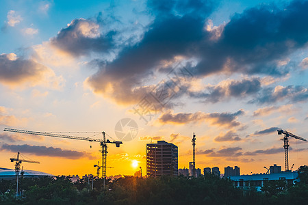 黄昏别墅城市黄昏日落背景