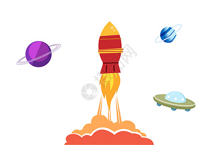 彩笔火箭背景图片