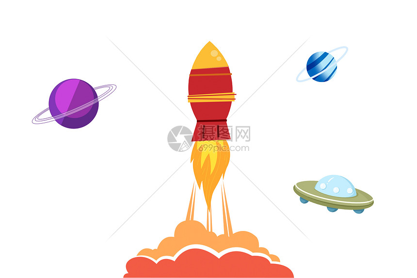 彩笔火箭图片