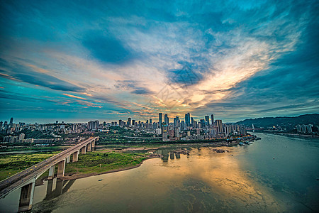 江景远眺重庆城市远景图背景