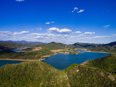 航拍北京郊区金海湖背景