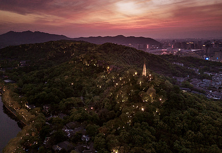 保俶塔西湖十景宝石流霞背景