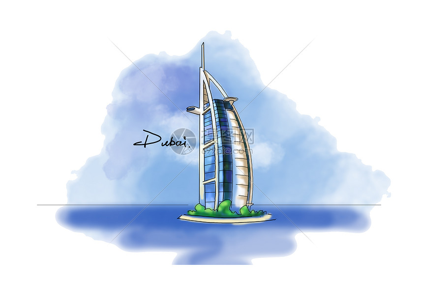 著名的帆船酒店素描图
