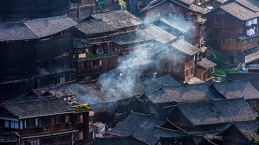 民居村舍炊烟背景