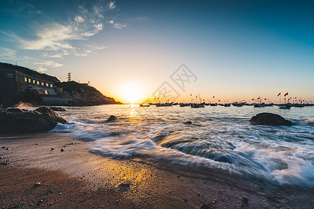 日落海海岸海岛沙滩海湾背景