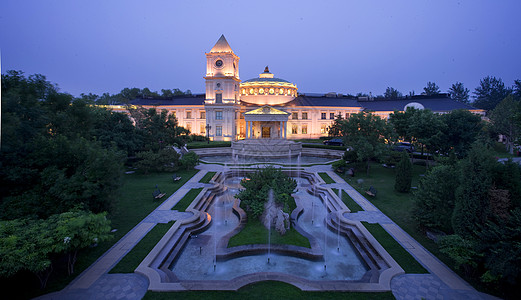 公园夜景建筑摄影背景