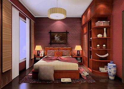 新中式卧室效果图背景