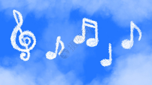 天空中的云手绘-天空中的音符设计图片